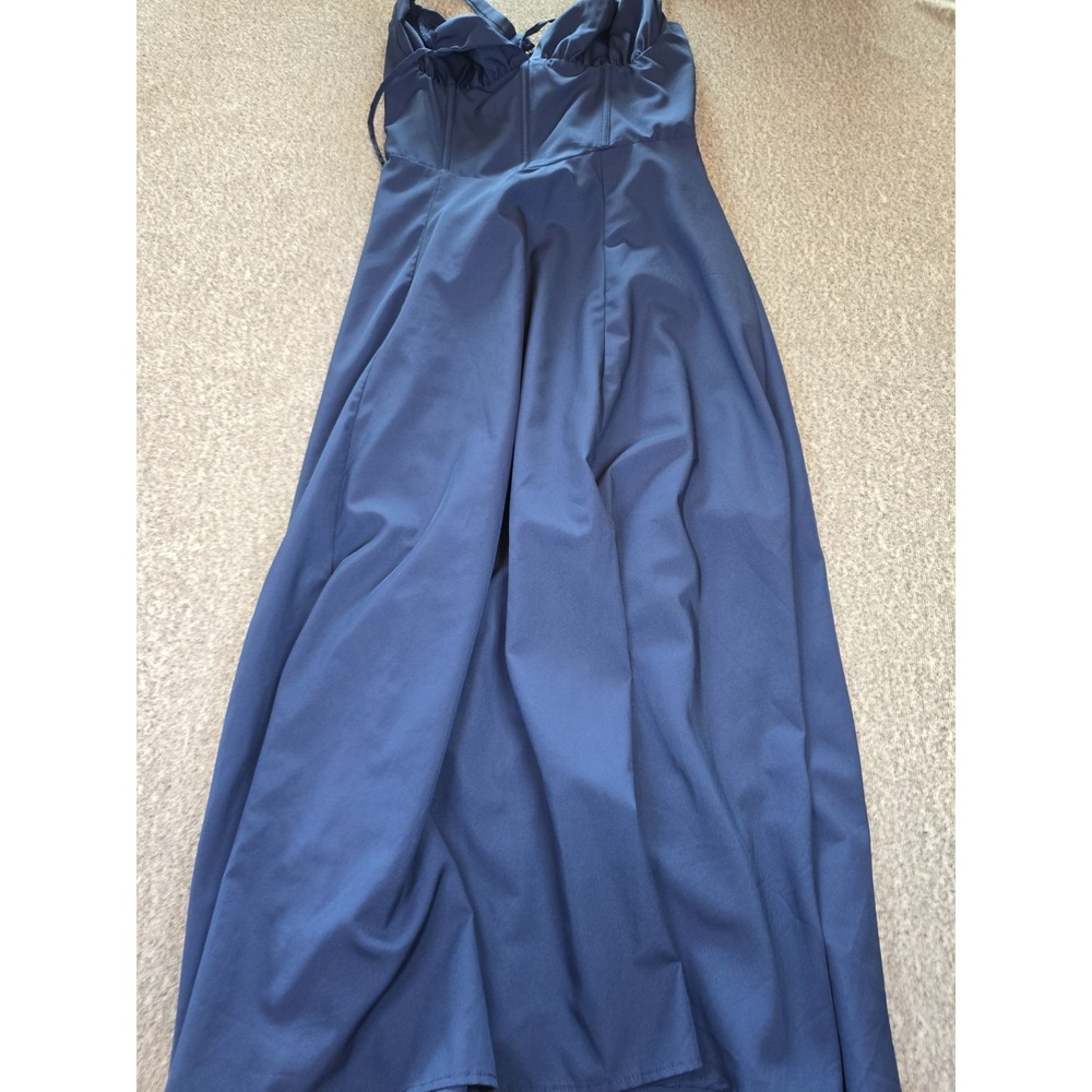 Parthea Milkmaid Dress Large Dark Blue